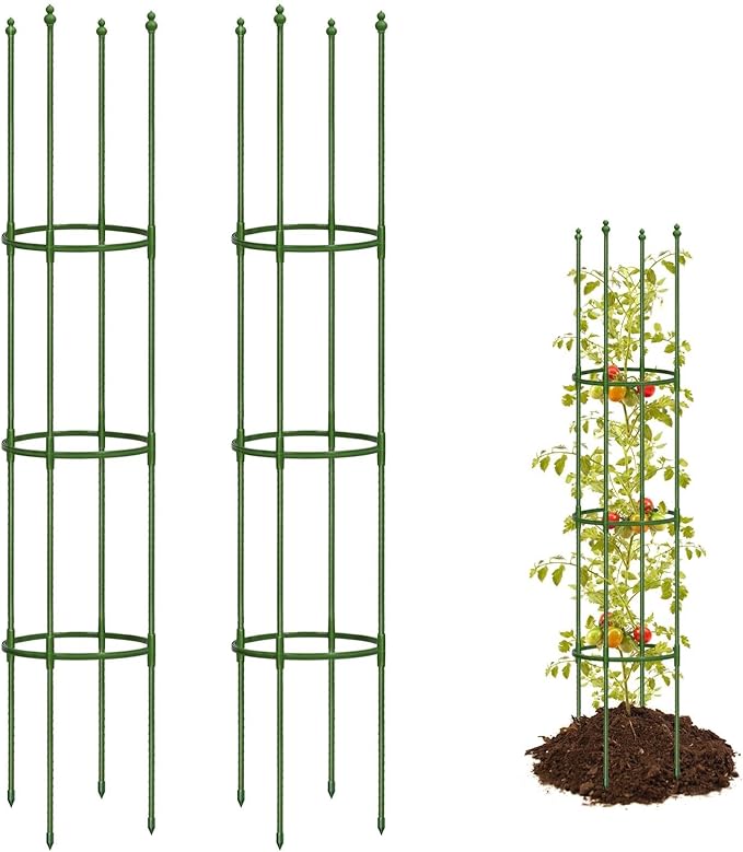 Joyhalo 2 Pack Tomato Cages for Garden, 65 Inch Heavy Duty Tomato Cage, Larger Size & Height Adjustable Tomatoes Trellis for Climbing Plants Vegetables Flowers Cucumber Peony