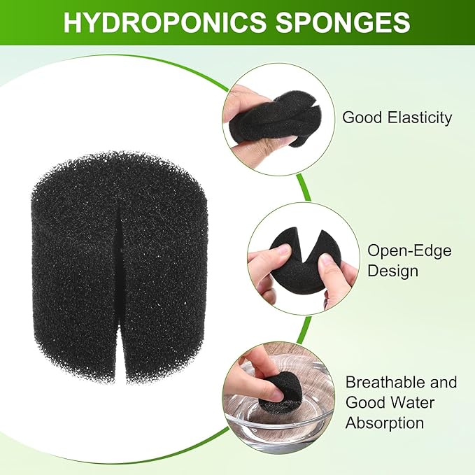30-Pack Hydroponics Sponges, 1.26 Inch Growing Media Cylindrical Sponges for Planting Gardening Tool/Grow Seedlings/Home Vegetable Flower, Soilless Cultivation Seedling [Black]