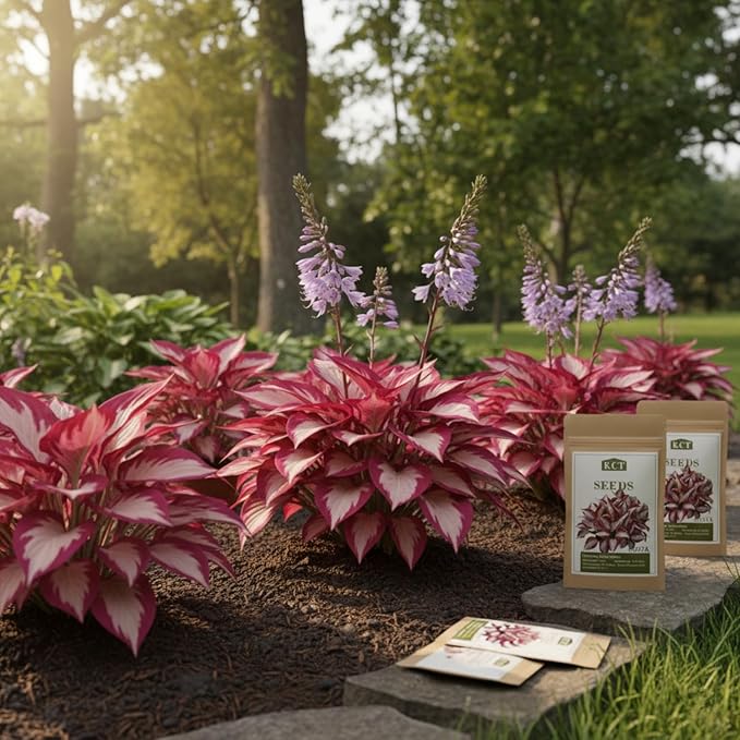 100+ Hosta Seeds for Planting Outdoors, Rare Perennial Flower Seeds, Shade Loving Hosta Plants for Garden Beds, Containers, Patios (White and Red)