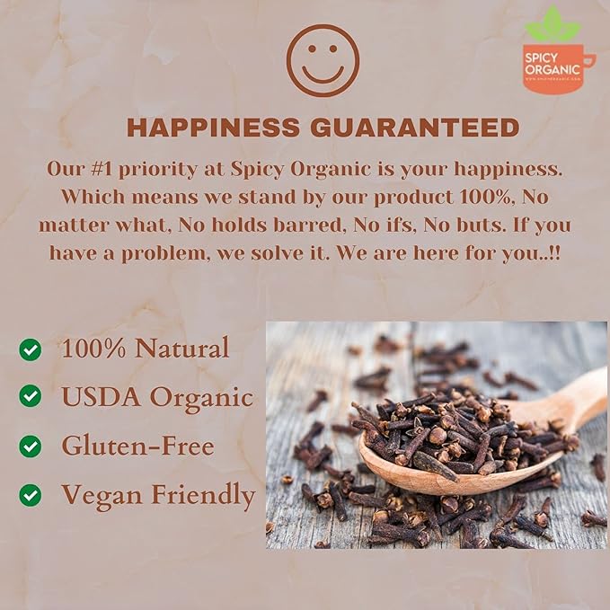 SPICY ORGANIC Cloves Whole - 100% Pure USDA Organic - Non-GMO, Keto Friendly, Non-Irradiated Fresh Clove Seed Spice - 16 OZ