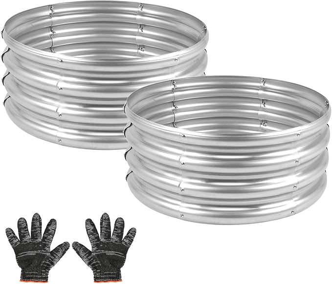 Galvanized Garden Bed Kit for Vegetables/Herbs/Flowers, Raised Planter Box, Outdoor, 2 Pack 2x2x1 Ft