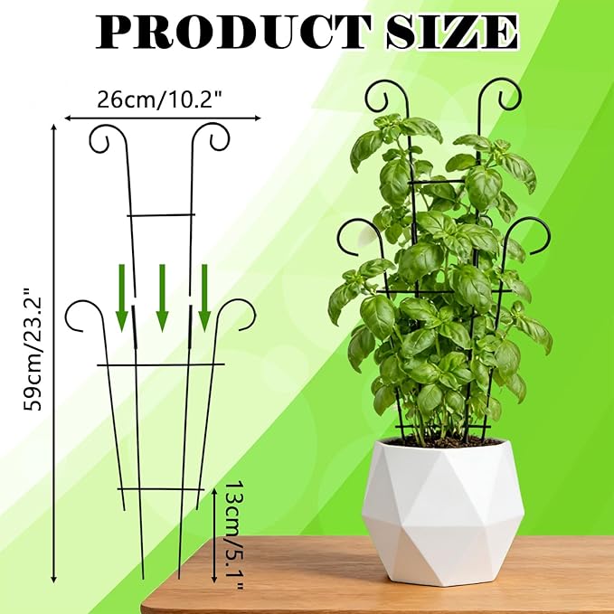 23.6 inch Large Trellis for Potted Plants, 4 Pack Rustproof Metal Plant Trellis for Climbing Plants Indoor, Sturdy Expandable Houseplant Support for Monstera, Pothos, Hoya, Vine (4 Pack)