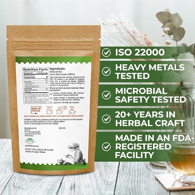 100 Bags Dried Lemongrass Tea Lemon Grass Leaf Herbal Tea Zacate De Limon (Cymbopogon) - 100 Count 1.5g Bags Lemongrass Chai Herb Limoncillo (Hierba Limon)