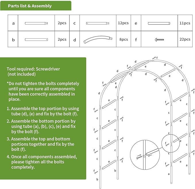 Metal Garden Arch Trellis for Climbing Plants Outdoor, Garden Arbors and Arches, Wedding Arch Frame Archway, Christmas Party Decoration