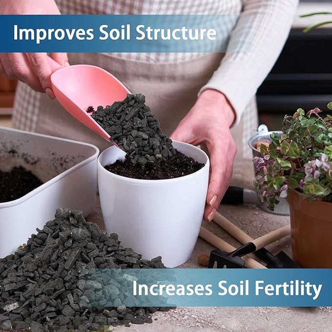 Horticulture Charcoal for Plants 1qt, Activated Hardwood Charcoal as Soil Amendment for Bonsai, Succulent, Terrarium Supplies, Indoor Plant Potting Soil