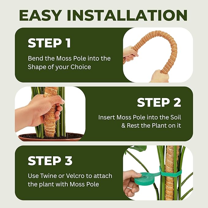 2 Pack 48 Inch Moss Pole for Plants Monstera, Tall Moss Poles for Climbing Plants Monstera, Handmade Coco Coir Plant Pole, Plant Support for Plant Grow