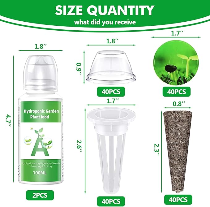162 pcs Seed Pod Kit for Aerogarden, Grow Anything Kit for Hydroponics, Hydroponics Supplies with 40 Grow Sponges, 40 Grow Baskets, 40 Pod Labels, 40 Grow Domes, 1 A&B