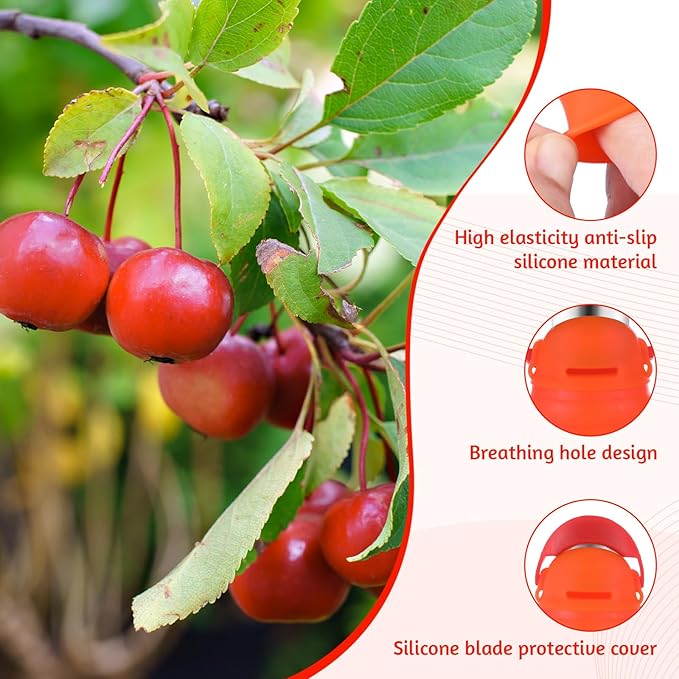 16 Pcs Thumb Knife for Gardeners,Multifunctional Gardening Thumb Knife Tool Set,Portable Garden Finger Cutter for Plant Vegetable Fruit Picking,Trimming,Harvesting, Red