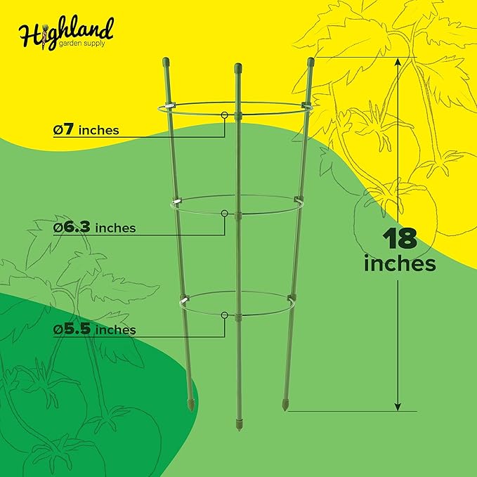 Tomato Cages for Garden Cherry Tomato Cage Plant Support Structures, Vegetables Climbing Plants Plant Trellis for Climbing Vegetable Metal 18" 3Pack