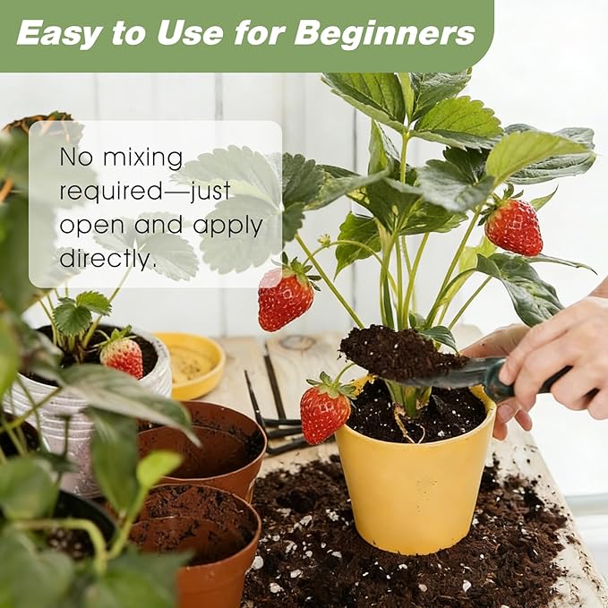 All-Natural Strawberry Soil & Potting Mix 10qt - Premium Potting Soil for All-Stage Strawberry Growth