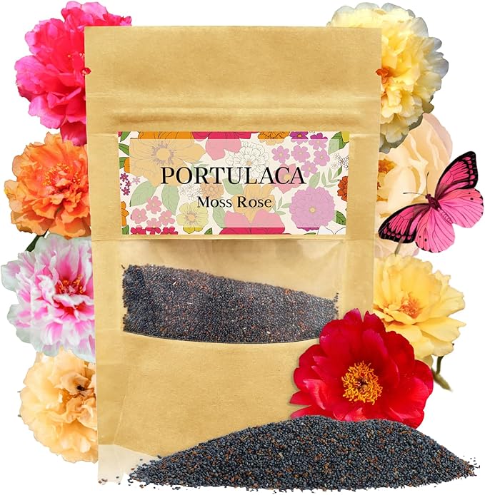 Portulaca Grandiflora & Moss Rose Seeds | 10,000+ Annual Non-GMO Heirloom Seeds for Planting Moss Roses, Rock Gardens & Climbing Roses | High Germination, Beginner-Friendly