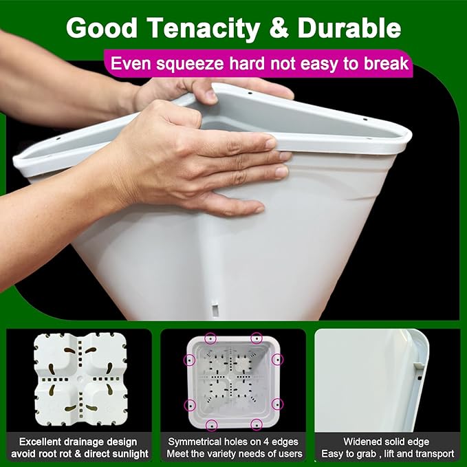 Gyfofix HG7X7SW 7"x7" Square White Pot, 9" Tall Pack of 5