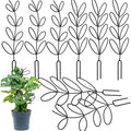 KEILEOHO 8 Packs 12 Inch Metal Leaf Shape Small Trelli, Indoor Plant Trellis Garden Trellis for Climbing Potted Plants, Black