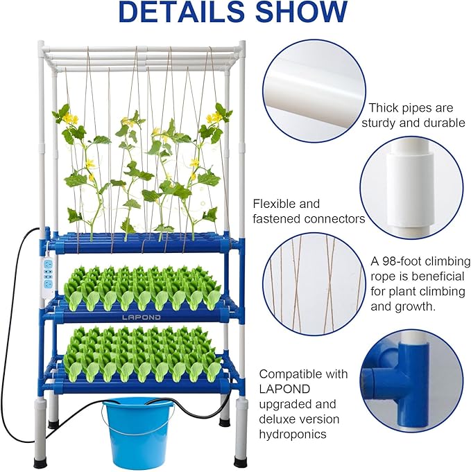 Hydroponics Plant Climbing Frame with Climbing Rope,Plant Trellis for Climbing Plants Outdoor,Detachable Garden Trellis for Vine Plants