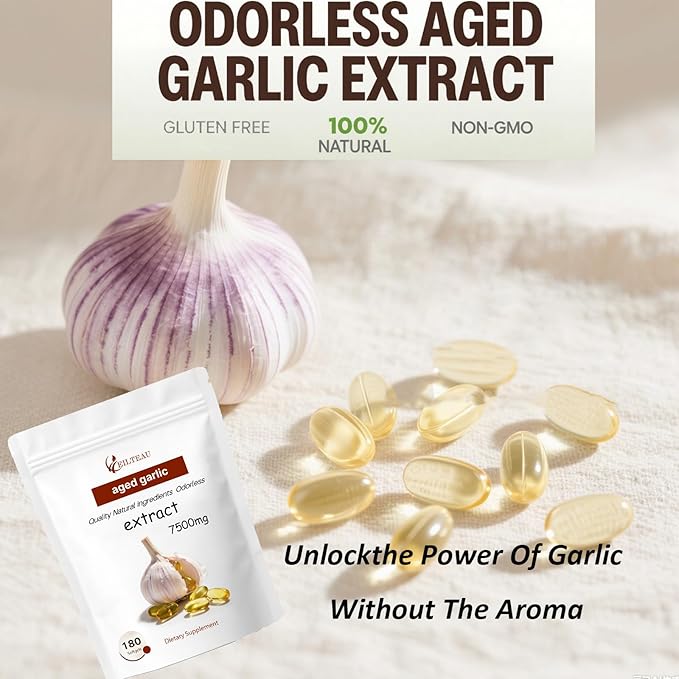 EILTEAU Aged Garlic Extract - 7500mg Odorless - 180 Softgels | Non-GMO, Gluten-Free | Supports Immune Health (1)