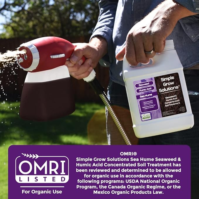 Sea Kelp for Lawn & Plants- OMRI Listed for Organic Use- Seaweed Soil Treatment for Turf Grass & Garden- Sea Hume- Simple Lawn Solutions (32 Ounce)