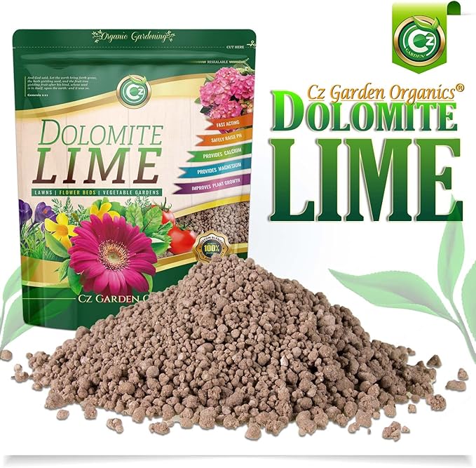 Organic Dolomite Lime - Made in USA - Garden Soil Amendment Fertilizer for Lawns, Plants & Flowers. Calcium/Magnesium Additive. Safely Stabilize pH. Cures Blossom End Rot in Tomatoes. OMRI Listed