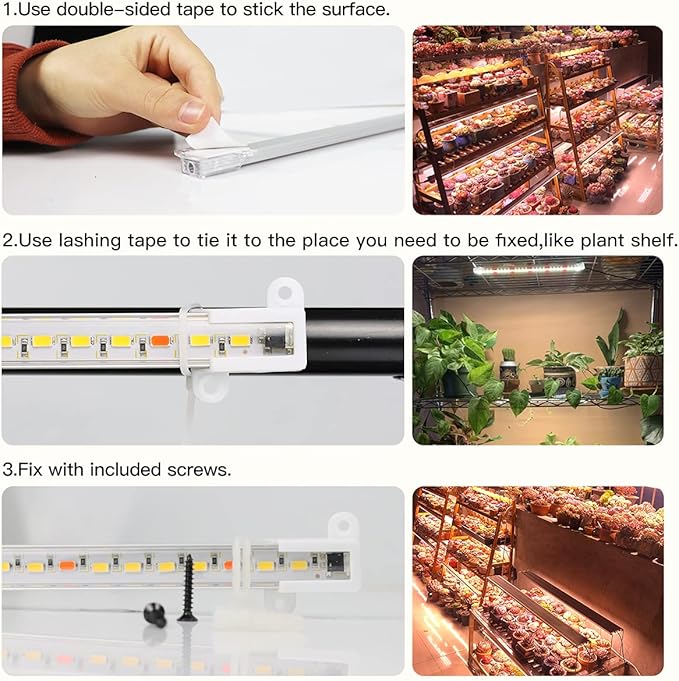 GYTF Grow Light Strips, LED 150-Bulb 3500K Dimmable Full Spectrum Plant Growing Lamp Bars for Indoor Plants Hydroponic Veg Succulent Seedling, Daisy-Chain Design