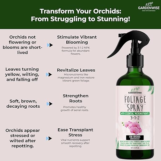 Premium Orchid Plant Food Mist – Orchid Fertilizer Spray – Orchid Food Fertilizer for Blooming – Orchid Plant Care Formula 3-1-2 – Ready-to-Use (16 OZ)