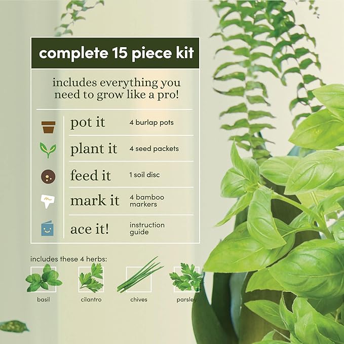 Planters' Choice Indoor Herb Garden Starter Kit - Coolest Gifts for Women - Birthday for Her - House Warming Gift New Home for Plant Lovers - Womens, Wife, Mom Presents - Gardening Herbs