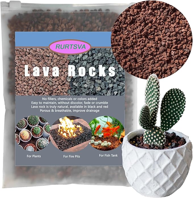 Lava Rocks for Plants, 2lbs Volcanic Stones Gravel Horticultural Drainage Potting Soil for Indoor Outdoor Plants, Succulents, Bonsai, Cactus, Vase Fillers, Top Dressing (Red, 2lbs)