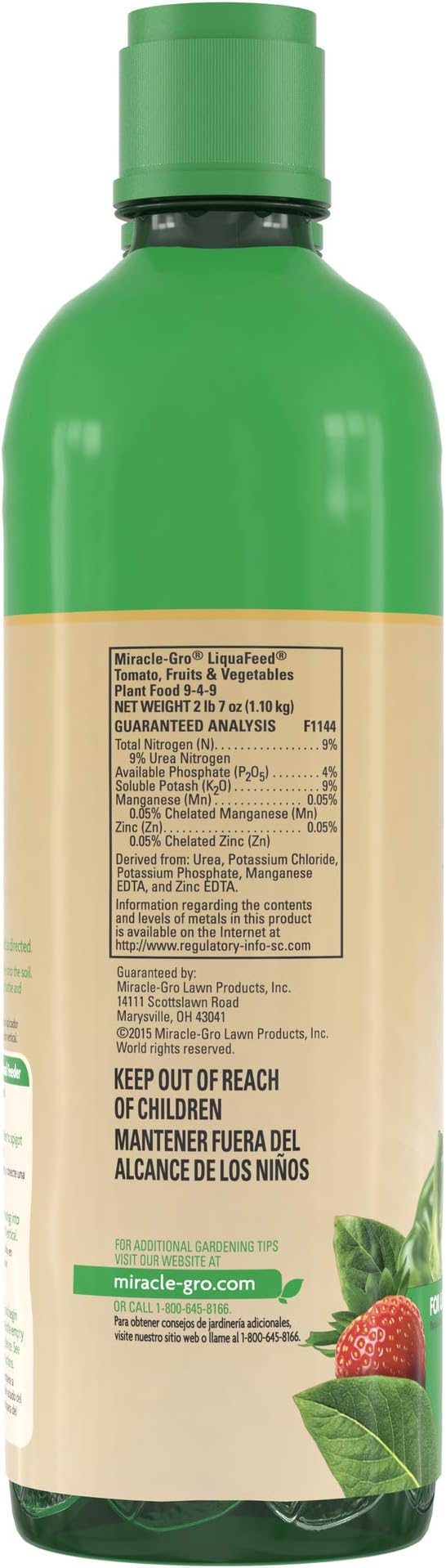 Miracle-Gro LiquaFeed Tomato, Fruits and Vegetables Plant Food, For In-Ground and Container Plants, 16 oz., 2-Pack