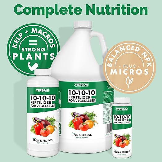 10-10-10 Fertilizer for Vegetables – Liquid Plant Food with Iron & Micronutrients for Balanced Nutrition, Strong Roots & Healthy Harvests, 8 oz