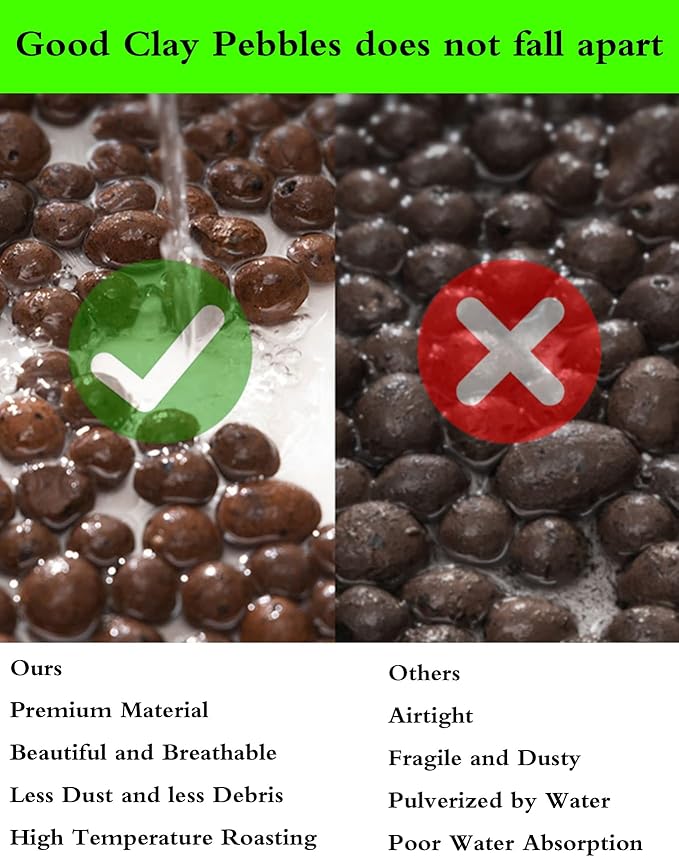 Voulosimi Clay Pebbles Hydroponic Rocks Organic Ceramsite Grow Media for Horticultural,Orchids,Drainage (12LB)
