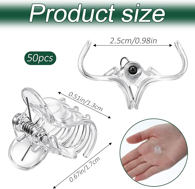 50pcs Orchid Clips for Plants Support, Transparent Plant Orchid Clips 6 Claws for Indoor and Outdoor Plants Plastic Butterfly Plant Support Structures for Garden Vine Stem