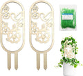 SNAIL GARDEN 2Pcs Small Trellis for Indoor Plants with Bird and Flower Pattern,Wooden Indoor Plant Trellis for Climbing Plants with 100Pcs Green Cable Zip Ties,House Plant Trellis for Potted Plants