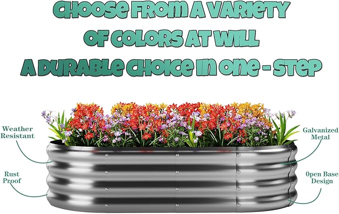 Galvanized Metal Planter Round Raised Garden Bed Kit for Gardening Outdoor，3x3x1ft Grow Garden Box Raised Flower Bed，Round Galvanized Planter Outdoor Large Metal Fire Pit Ring Green
