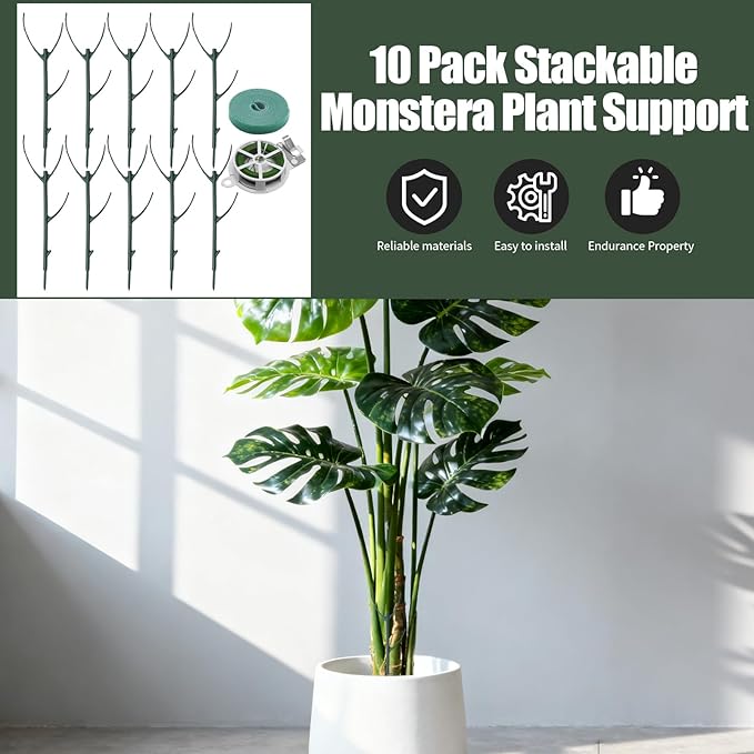 10 PCS Stackable Plant Supports, Supports Structural Plants, Tall Potted Plants, Ideal for Climbing Plants, Suitable for Indoor and Outdoor Gardening