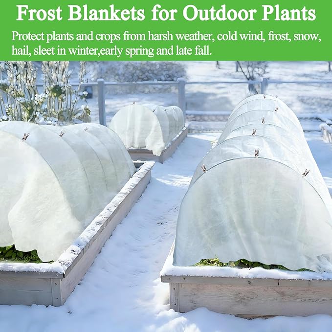 10ft x 50ft Plant Covers Freeze Protection Floating Row Cover 1oz/yd² Garden Fabric Plant Cover for Winter Frost Sun Bird Protection, Frost Blankets for Outdoor Plants, Winter Tree Frost Cloth