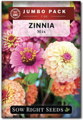 Sow Right Seeds - Bulk Mixed Zinnia Seeds for Planting - 1 Ounce, 4300 Seeds - Non-GMO Heirloom Jumbo Pack to Grow in Your Flower Garden - Abundant Amount of Beautiful Cut and Come Again Flowers