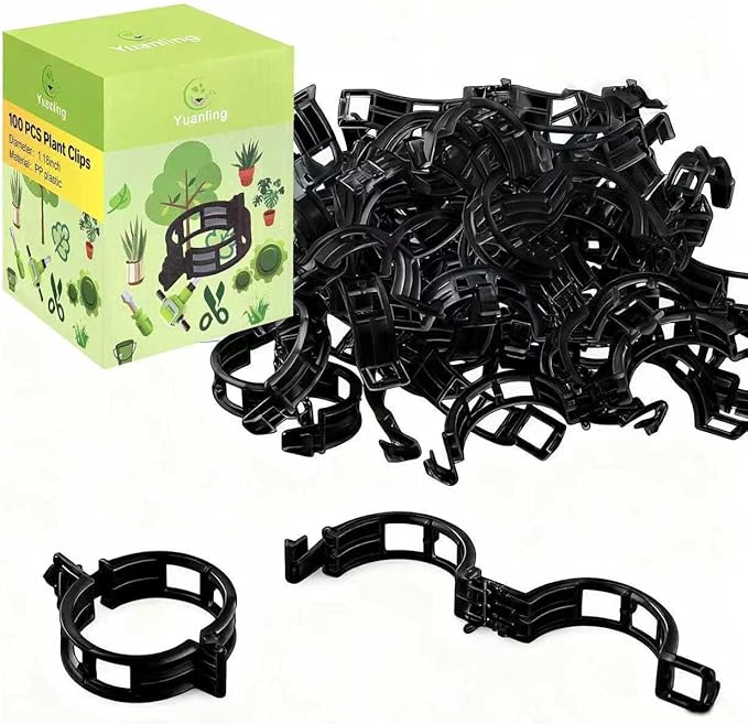 Plant Support Clips Plastic Tomato Clips Plant Clips for Climbing Plants Clear Grape Tomato Vine Trellis Clips for Garden Vegetables Plants Flower Grow Fixing (300, black)