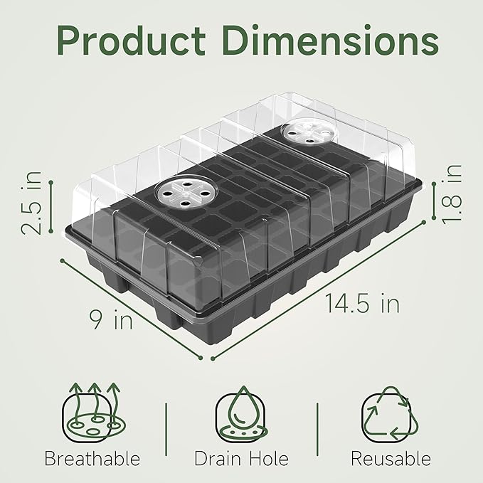 Gardzen 10-Set Garden Propagator Set, Seed Tray Kits with 400-Cell, Seed Starter Tray with Dome and Base 15" x 9" (40-Cell Per Tray)