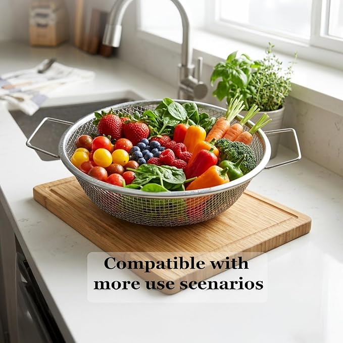 2PCS Soil Sifter for Gardening with Handle,Stainless Steel Rock Compost Soil Sifter for 5 Gallon Bucket,1/4in,1/8in Mesh Garden Sifting Screen Gravel Sawdust Vermicompost with Repotting Mat