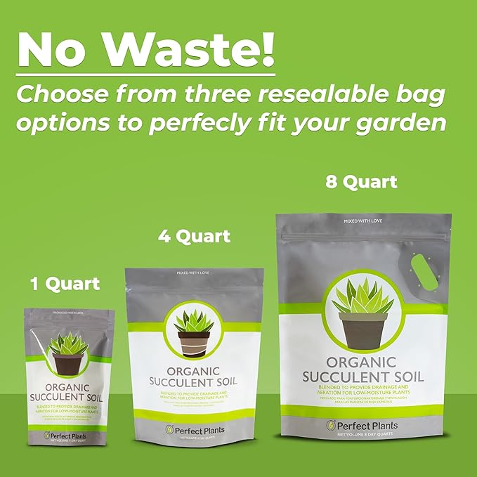 All Natural Succulent and Cactus Soil Mix by Perfect Plants | Made in the USA | 4 Quarts for All Succulent Varieties | Formulated for Proper Drainage