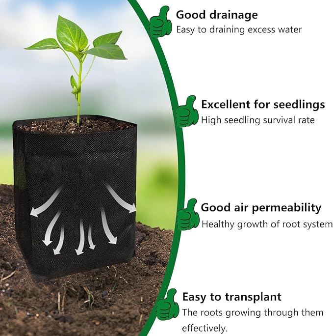 Belit 0.5 Gallon Nursery Growing Bags, 100 Pcs Non-Woven Plant Bag for Gardening, Potato, Flower, Tomato Plant Starts