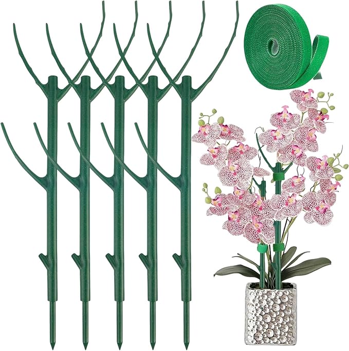 5 Pack Stackable Monstera Plant Support Climbing Plants Support Structures for Indoor Outdoor Plants Plant Holder Stick with Plant Ties for Support Tall Potted Plants