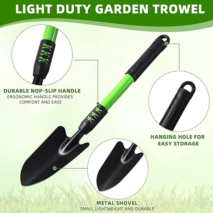 6 Pcs Small Garden Shovel for Digging 16.93'' Long Handle Garden Hand Shovel Metal Hand Trowel Spade for Planting Gardening Farm Lawn Yard Beach Home Shop