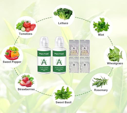 800ml Hydroponics Nutrients Fit for AeroGarden Hydroponic Indoor Garden, Hydroponics Supplies A&B Plant Foods hydroponic Nutrient Solution for Vegetables Fruits Flowers Thrive