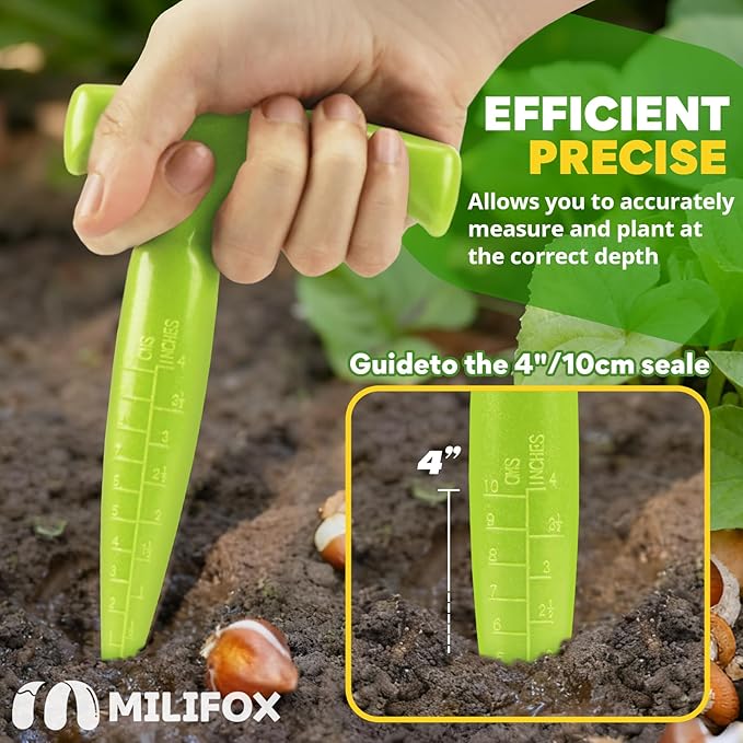 Seed Planter Tool, 6.9" Dibber Garden Tool, Plastic Seed Dibbler for Planting, Bulb Digger Garden Planter with Handle for Sowing Seeds, Planting, Bulbs, Digging (Light Green)