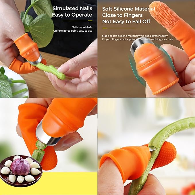 24Pcs Silicone Gardening Thumb Knife Pruner Anti-Cut Finger Cover Pruner Knife-Plants Fruit Vegetable Potted Kitchen Pickers Plant Picking Trim Harvesting Cutter Separator Garden Tool with Case