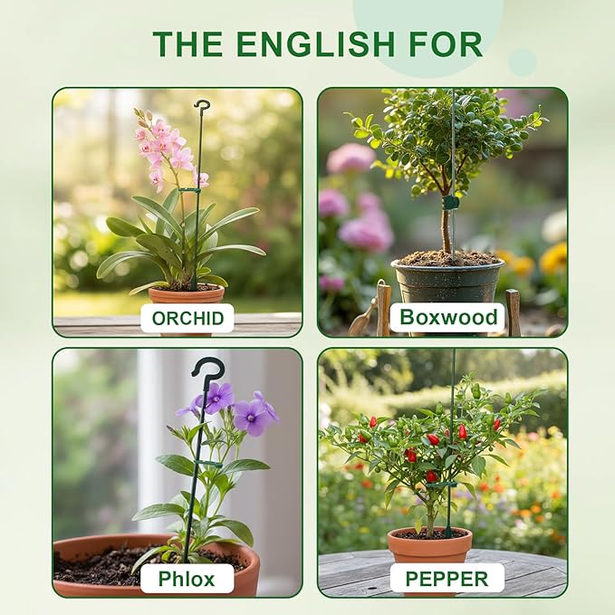 5Pack Plant Support Structures, 11'' Twig Plant Sticks with Orchid Clips Mini Scissors & Twist Ties, Flower Stakes for Plants Peony, Tomato Seedling, Marigold, Amaryllis, Sapling, Coreopsis