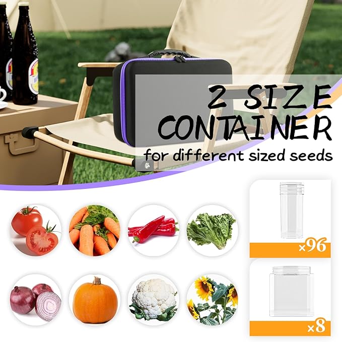 104 Slots Seed Storage Organizer Box with 20 Envelopes, Garden Seed Containers 1 oz 5 oz with Labels, Seed Packet for Plant, Flower,Vegetable Seeds
