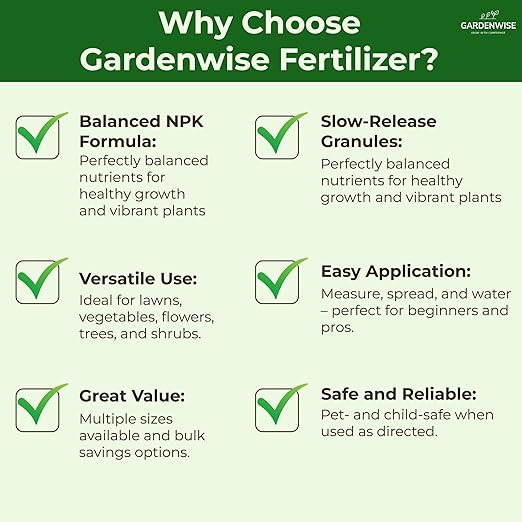 Gardenwise 13-13-13 Slow Release Granular Fertilizer – All Purpose Plant Food 13 13 13 for Outdoor Grass, Vegetables, Roses, Flowers, Shrubs, Trees. Lawns, Gardens, Potted Plants (1/2 Quart)