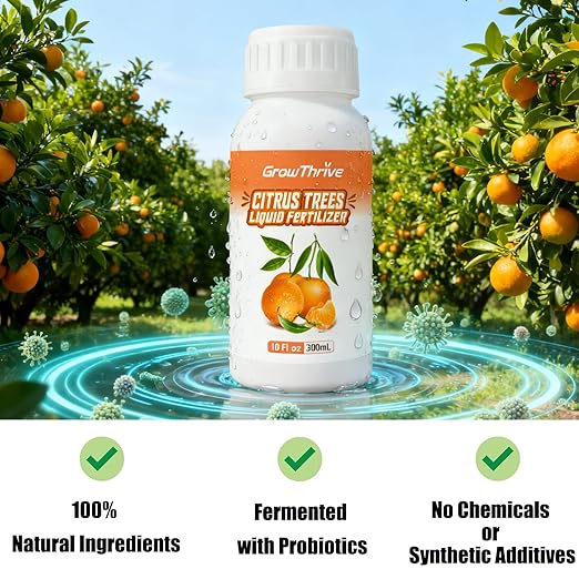 10oz Organic Citrus Probiotic Fertilizer - Natural Liquid Plant Food for Lemon, Fruit Trees & Vegetables - Promotes Root Growth & Green Leaves