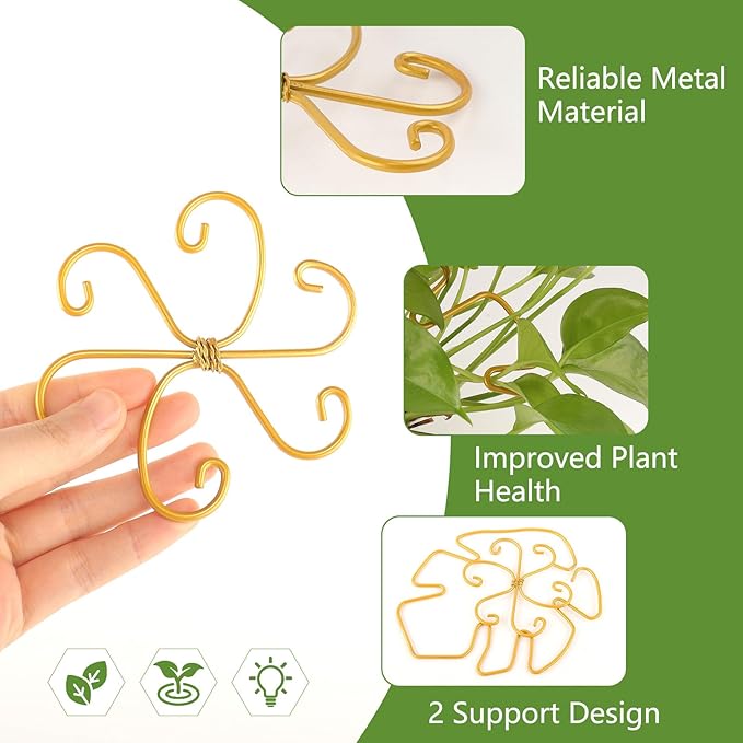 YBB 10Pcs Monstera Plant Stem Support, 2 Patterns Iron Monstera Stabilizer Plant Stem Holder Support Structures for Indoor Climbing Plants
