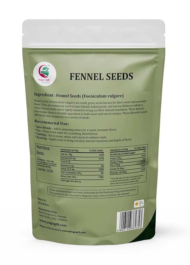 Fennel Seeds 2 LB, 100% Pure & Natural Whole Fennel, Premium Quality Spice for Cooking & Tea, Fresh & Aromatic, 2LB Bulk Pack - By Yogi’s Gift®